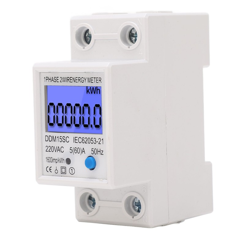 LCD Digital Energy Meter Single Phase 2P Electricity Usage Monitor