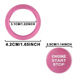 TOMALL Aluminum Engine Start Stop Push Button Cover Trim Compatible with Toyota Tacoma Corolla RAV4 Camry Prius Avalon Mirai Engine Ignition Button Cap Decoration Accessories Car Keyless Ring (Pink)