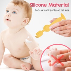 Cepillo Crema Pañal Bebé, Espátula Crema Culito Bebé, Aplicador Pasta Culito Silicona Suave con Base de Succión Necesidades del Bebé, Espátula Crema Pañal para Bebés Recién Nacido (Amarillo)