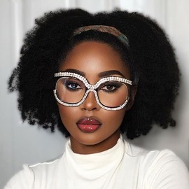 VOOGLAM Oversize Square Glasses for Women Mancha Clear Rhinestone GOX095217-01