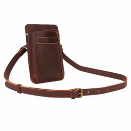 Tourbon Gardening Pouch Pruning Shears Pouch Leather Scissor Case Bag Gardening Florist Waist Pouch with Shoulder Strap (Dark Brown)