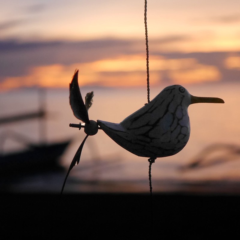 ART-CRAFT Seagull Wind Chime with Feather Propeller with 3 Decorative