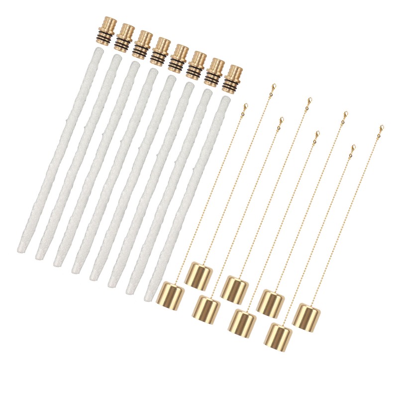 8Pack Wine Bottle Torch Kit Long Life Torch Wicks Brass