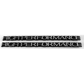 High Performance Engine Racing Chrome Emblems with Black Trim - 7" Long Pair