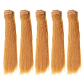 PATIKIL 15CM Doll Hair Wigs, 5 Pcs High Temperature Silk Straight Wig Hair Extension Accessories for Doll Hair Making Kit DIY Handmade, Yellow