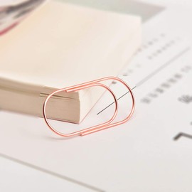 Rose Gold Jombo Paper Clips, Topgogo 20pcs 50mm 2 inch Large Wide Paper Clips Non-Skid Smooth Finish Steel Wire Medium Office Supply Accessories