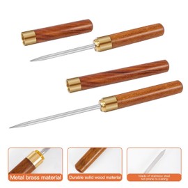 2-Pack Ice Picks with Non-Slip Wooden Handle – Stainless Steel Ice Breaker Tool with Cover for Freezers, Tea Knife, and More