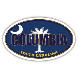 Columbia City South Carolina State Flag | SC Flag Richland County Oval State Colors Bumper Sticker Car Decal 3x5 inches