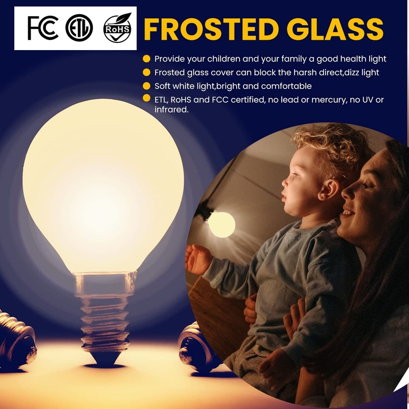 AMDTU 40W E12 Frosted Globe LED Bulbs, 2700K Warm White