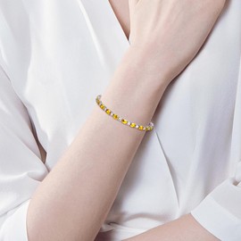 FANCIME Tennis Bracelet Women's 925 Sterling Silver Gemstone Tennis Bracelet Birthstone Gift Jewellery for Women Girls Length 19 cm, Sterling Silver, Citrine