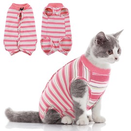 ASENKU Cat Bodysuit After Surgery, Cat Clothing, Cat Bodysuit After Surgery Castration Leak Protection Post-Operative Clothing Suit for Abdominal Wounds or Skin Diseases S Coral, Cat Collar
