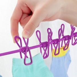 Multi-purpose Portable Camping & Travel Clothesline with Clips Clothesline (Blue) 2ea