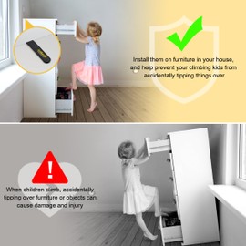 LuBanSir Furniture Anchors, 6 Pack Furniture Wall Anchor Straps for Dresser, Shelves, Bookcase Anti-Tip Safety