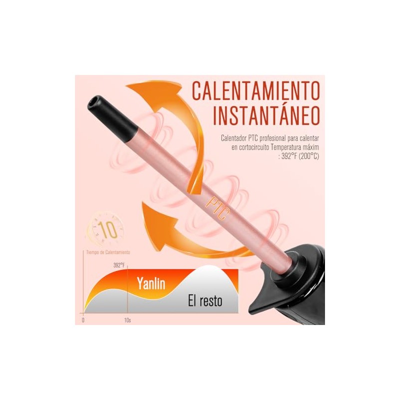 Rizador de 3/8 pulgadas, Varita Rizadora de 9mm, Rizador Cerámico
