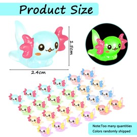 Bodeshis 24 Pcs Mini Resin Axolotl,Multiple Colors,Luminous,Animals,Axolotl Toy,Fairy Garden,Aquarium,DIY Craft,Party Decoration