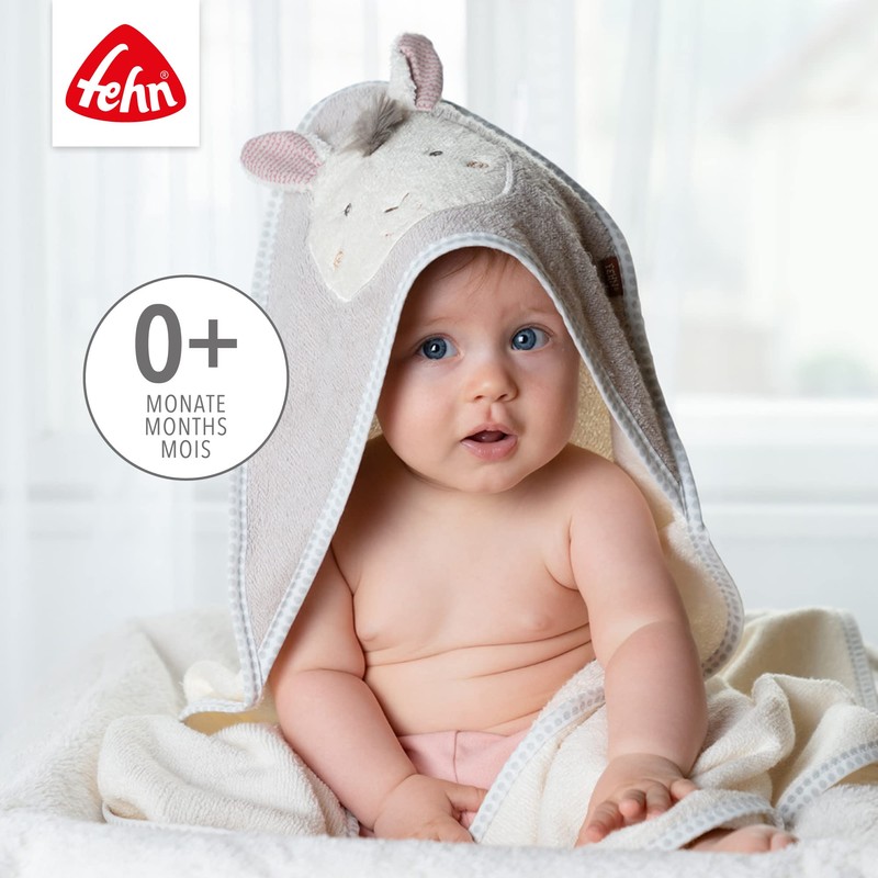 Fehn 397086 BabyLove Hooded Bath Towel – Cotton Bath Poncho