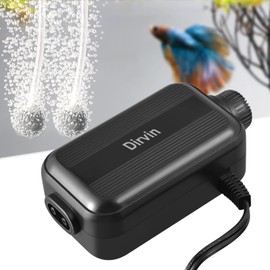 Dirvin Aquarium Air Pump Adjustable Oxygen Pump with Accessories for 20-100 Gallon Fish Tank, Dual Outlet, Ultra Quiet, Energy Saving Aquarium Pump