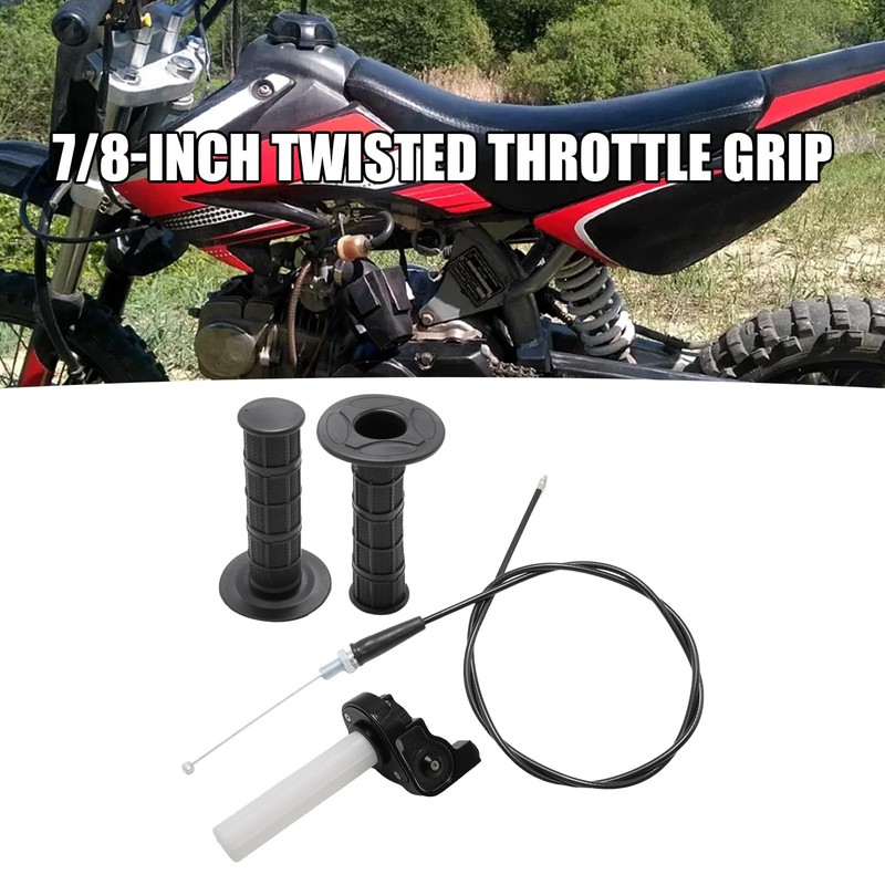 JUUDDENPARTS 7/8 inch Twist Throttle Grips with Cable, Motorcycle Throttle