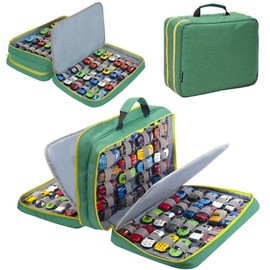 KISLANE 96 Toy Cars Storage Case Compatible with Toy Cars, Toy Cars Organizer Storage for Mini Toys, Toy Cars Car, Matchbox Cars, Small Dolls(Bag Only) (Green)