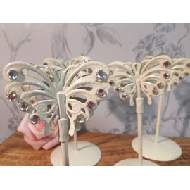 Set of 4 Handcrafted Metal Butterfly Place Card Holders