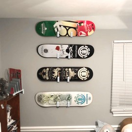 IRENPORU 2 Pack Horizontal Snowboard Wall Mount Clips Snowboard Rack Wall Mount Snowboard Mount Storage Snowboard Wall Mount for Room (White)