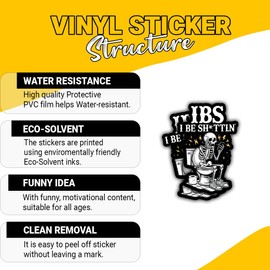 (3 Pcs) IBS I Be Shittin Sticker – Funny Digestive Humor Quote for Chronic Gut Warriors, Meme Lovers, and Sarcastic Friends for Laptop Water Bottle Bathroom Decor Tumbler 3"x3"