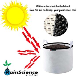 Rain Science Grow Bag, Air Pruning Mesh Fabric Plant Container (20 Gallon, White/Black)