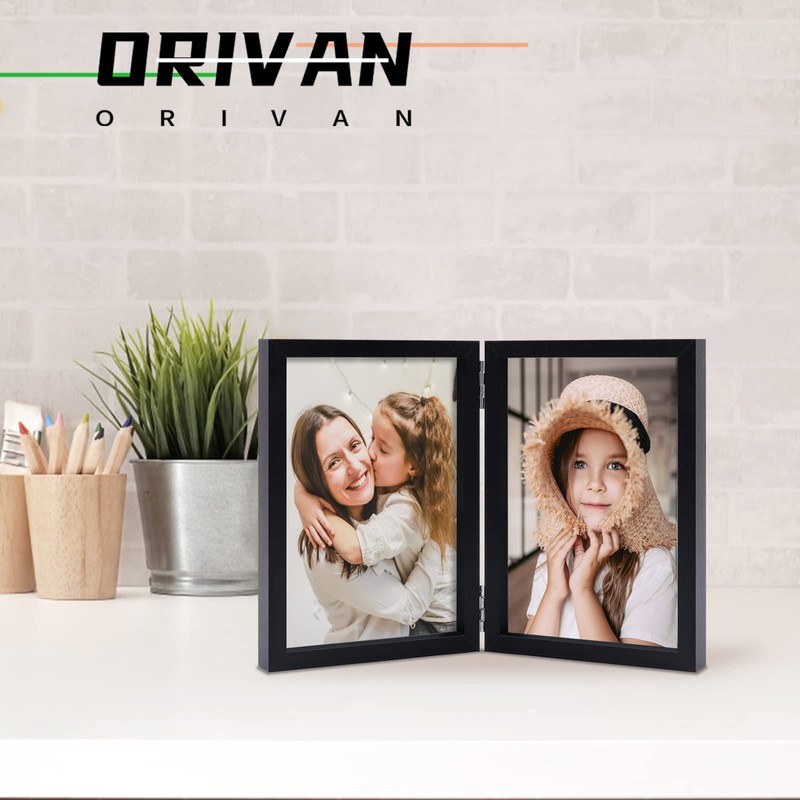 ORIVAN 4x6 Double Picture Frames Hinged Folding Photo Frames with