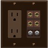 RiteAV 4 Port Banana 2 Speaker Binding Post 2 Coax Wall Plate - Outlet [Brown/Brown]