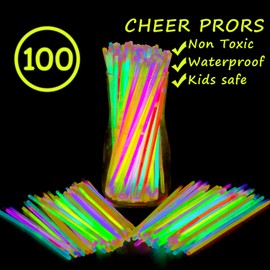 LOMIMOS 100PCS Spring Glow Sticks(8"),Glow in The Dark Party Supplies with Connectors,Bracelets and Necklaces for Kids Adults