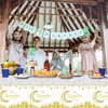ZKFSIE Ramadan White Table Cloth, 137x274cm/54x108Inch Eid Table Cloth, Waterproof
