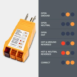GFC Outlet Tester with Color LCD Display, 120V AC Receptacle Tester, GFCI/Standard Outlet Plug Tester, Detects Wiring Faults, 7 LED Indicators, Home & Professional Use