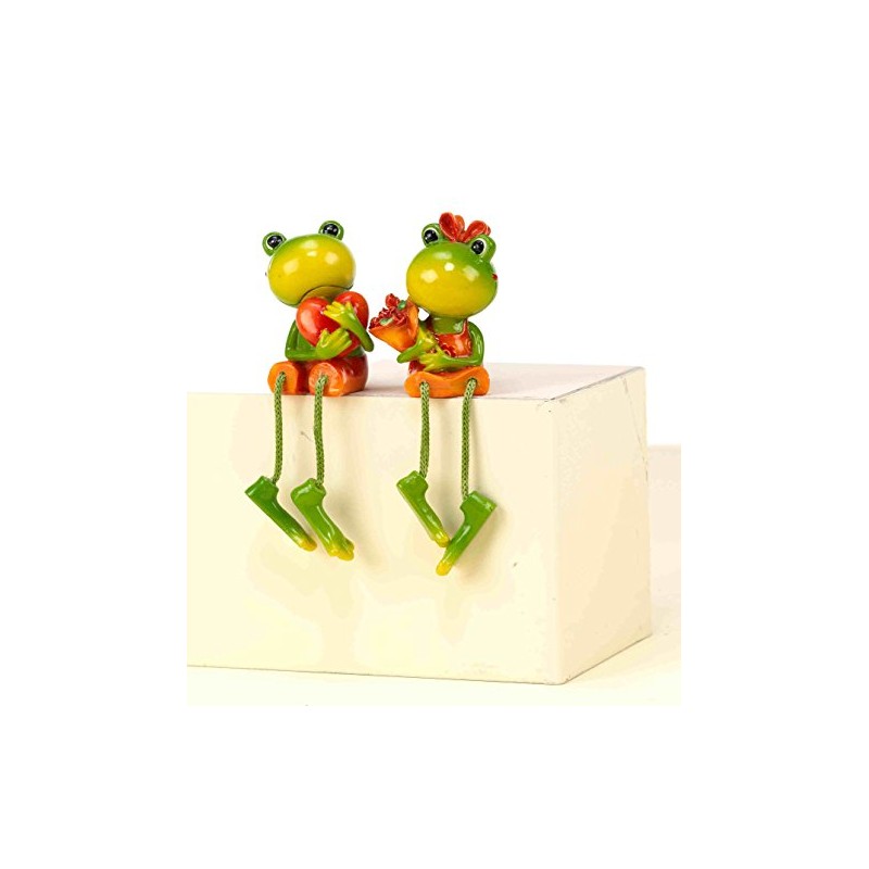 2 Frogs sitting with Flower and Heart No 12286
