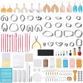 WEBEEDY 298 PCS DIY Clay Earring Making Kit Polymer Clay Earring Making Kit for Adults Beginner,Clay Tools Kit with 28 Clay Cutters,Sculpting Tools and Jewelry Accessories Clay Lovers Gift