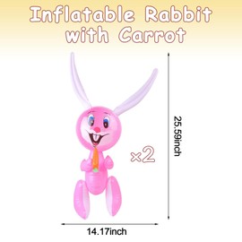 Inflatable Easter Bunny, Pack of 2, Easter Inflatable Rabbit, Reusable Balloons, Rabbit Inflatable for Easter Theme Party, Children's Birthdays