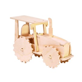 Pebaro 851/1 Tractor Wooden Construction Kit, 3D Puzzle Construction Vehicle, Model Kit, Craft with Wood, Wooden Puzzle, Pre-Cut Wooden Plate, Break Out, Put Together, Ready, Includes Emery Paper,