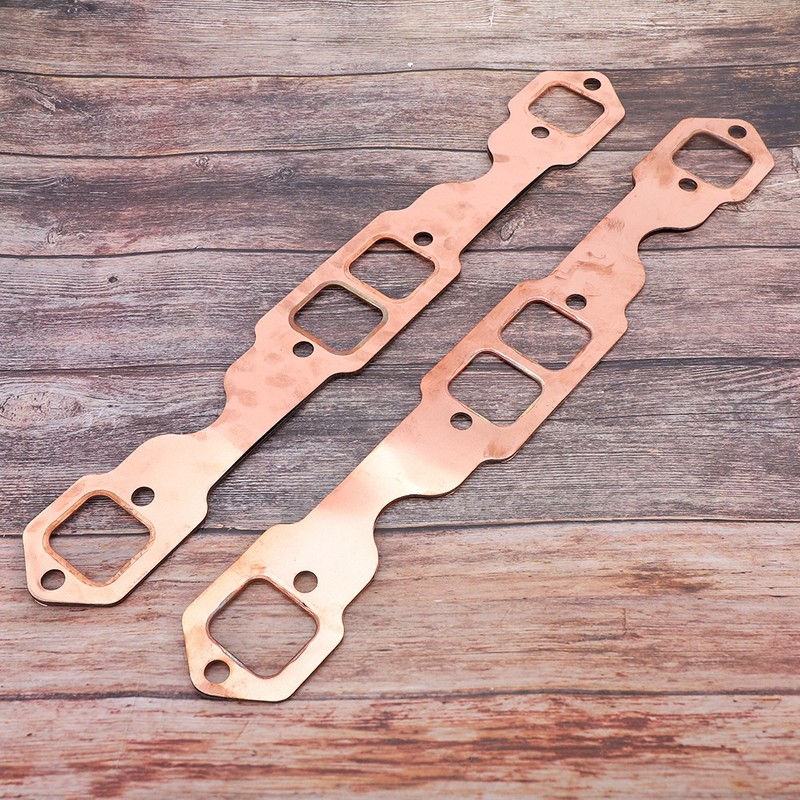 2pcs Square Port Copper Plating​ Header Exhaust Gaskets Reusable Fit
