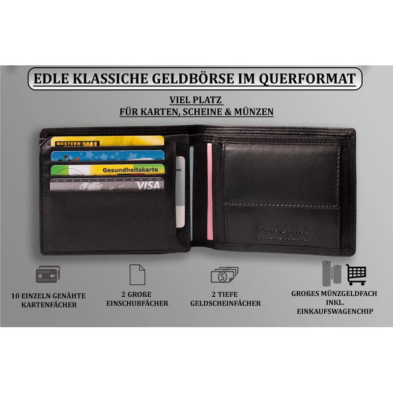 MATADOR® Men's Wallet with TÜV-Approved RFID/NFC Protection, black, Vintage