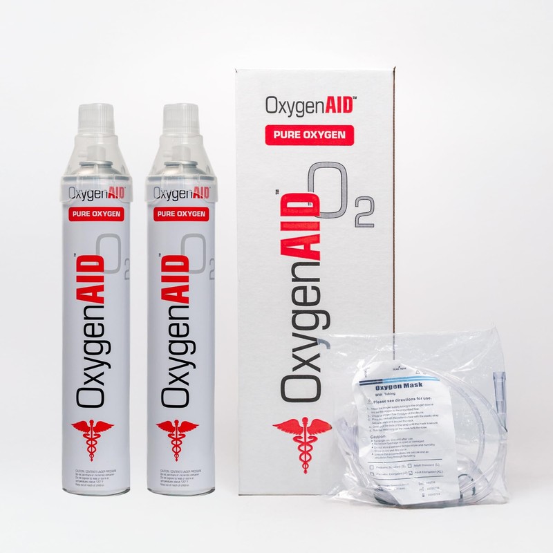 Oxygen Aid - Extra Tall 99.5% Oxygen Canisters - Includes