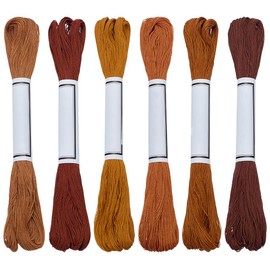 FREEBLOSS 6Pcs Sashiko Thread Sashiko Skein 55 Yards*6 Colors Brown Cotton Embroidery Thread Japanese Quilting & Embroidery Sashiko Kit Supplies