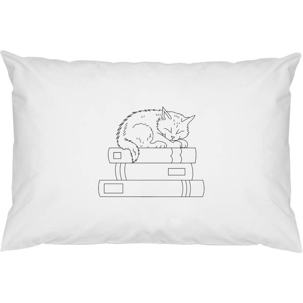 Azeeda 2 x ' Cat Among Books' Cotton Pillow Cases