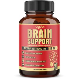 9in1 Brain Support Supplement - Concentrated Ashwagandha Root, Gotu Kola Powder, Bacopa Monnieri Powder and More - 90 Capsules - 3-Month Supply