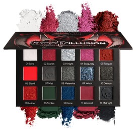 Red black Eyeshadow Palette, Goth Red Eye Shadow Halloween Makeup | Black Sliver Shimmer Glitter Eyeshadow Pallet, Burgundy Smokey Mattlic Cream Matte Eyesahdow for SFX Clown Vampire Christmas Looks