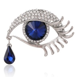FAIRYGATE Brooches for Women Tears of Angel Eyeball Diamond Crystal Lapel Pin Jewelry Wedding Bridal Brooch for Ladies Decorations Blue, B3910