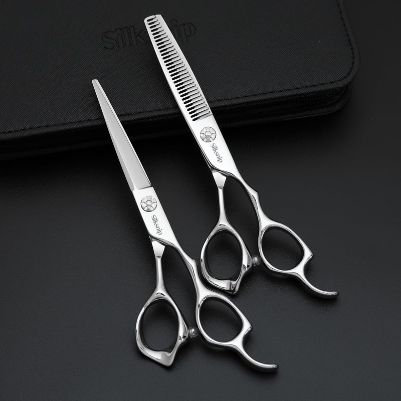Silksnip 6" Hair Cutting Scissors & Texturizing Teeth Shears,Professional Barber