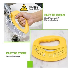 ALMONTE ESSENTIALS Pizza Cutter with Food Chopping Capability, Premium Super Sharp Stainless Steel Blade, For Home Use. (Yellow)