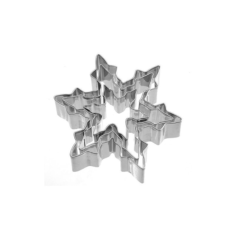 Neustanlo Snowflake Cookie Cutter Ice Crystal Set of 3 Stainless