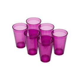 OMADA Design 6 Glasses Cocktail Drinks 400ml Stackable Shatterproof Plastic Outdoor Samba Line