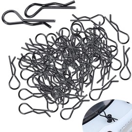 Hobbypark (100-Pack) RC Body Clips Bent R Pins Post Mount for 1/12 1/10 Scale RC Car Truck Crawler Buggy Shell Replacement Parts Black