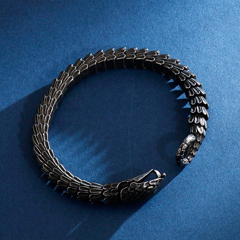 Klapgo Men's Gift Black Snake Link Chain Design Stainless Steel